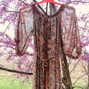 Zara Basic Orange Flower Print Dress